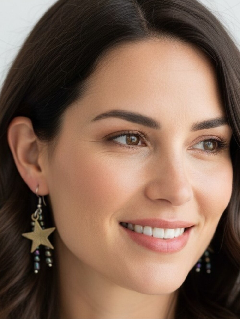 Bronze Tone Celestial Shooting-Star With Seed Beads Earrings